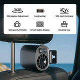 Car Clip On Fan with LED Display -360° Rotation, 100 Speeds Adjustable, USB Rechargeable