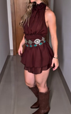 Halter neck elastic waist dress
