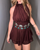Halter neck elastic waist dress